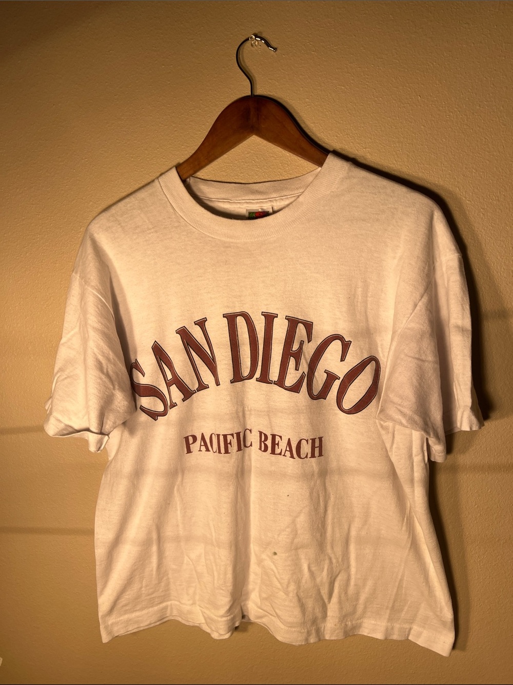 San Diego Pacific Beach Graphic Tee - White with Maroon Print L